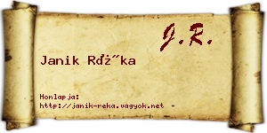 Janik Réka névjegykártya
